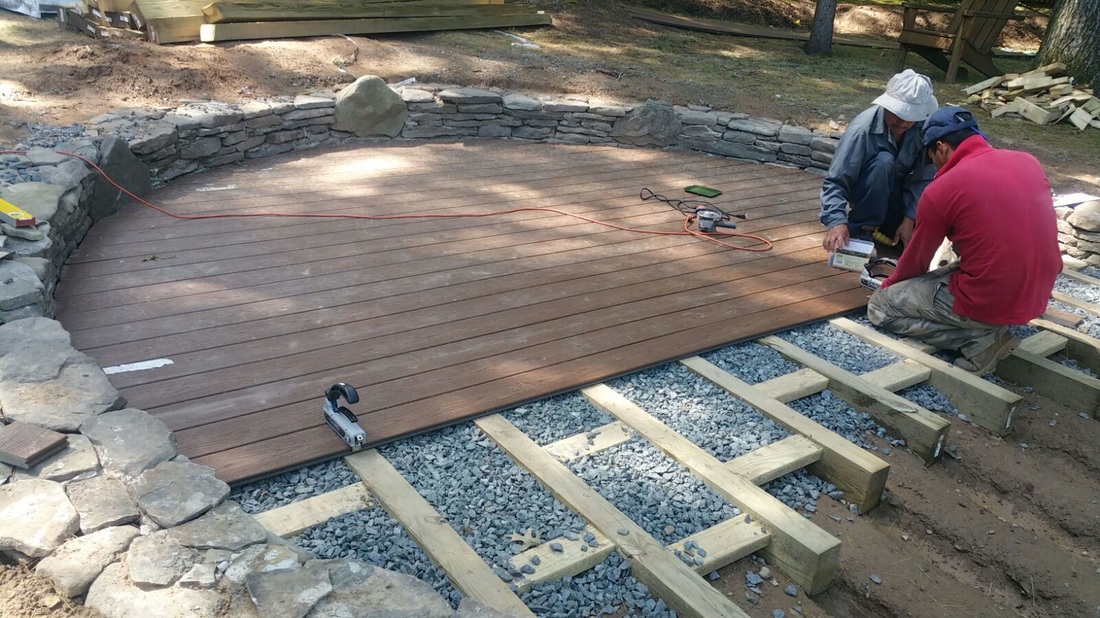 Wood and Stone Patio in Progress